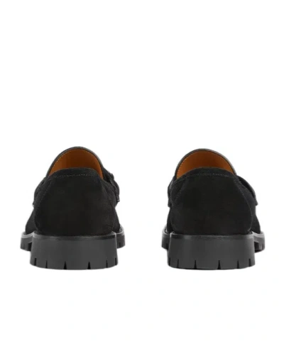 Gucci Suede Loafers Featuring Metallic Buckle In Black