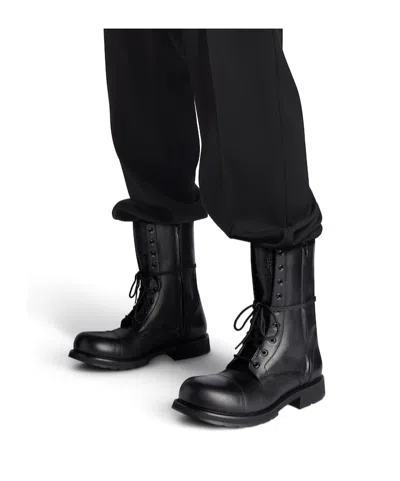Balenciaga Rugged Leather Ankle Boots With Chunky Sole In Black