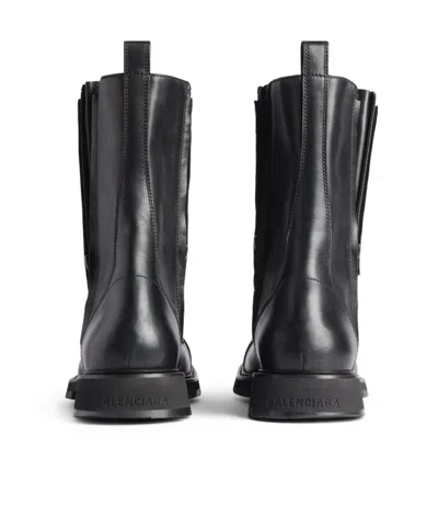 Balenciaga Rugged Leather Ankle Boots With Chunky Sole In Black