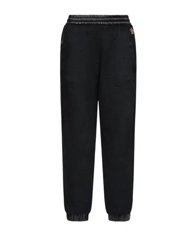 Moncler Eco Fur Joggers With Elastic Cuffs And Pockets In Black