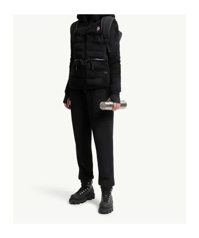 Moncler Eco Fur Joggers With Elastic Cuffs And Pockets In Black