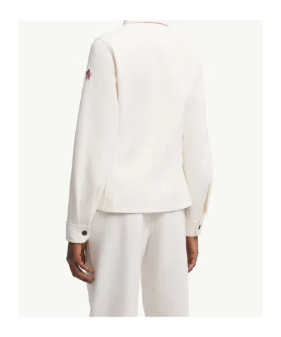 Moncler Collared Shirt Jacket Featuring Long Sleeves In White