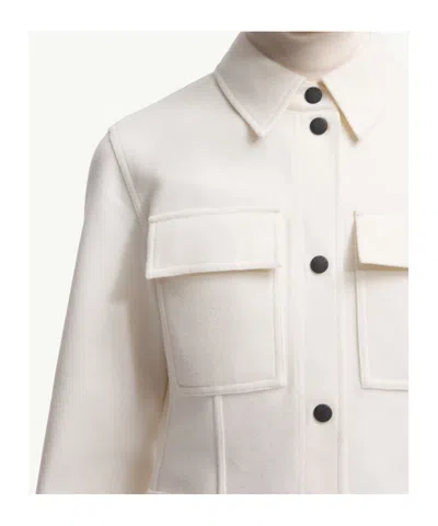 Moncler Collared Shirt Jacket Featuring Long Sleeves In White
