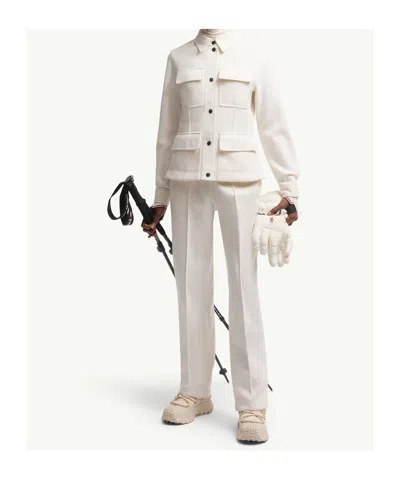 Moncler Collared Shirt Jacket Featuring Long Sleeves In White