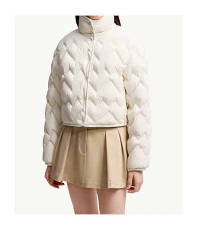Moncler Senevee Heart-quilted Short Down Jacket In White