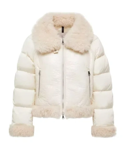 Moncler Rubrouk Teddy-trimmed Short Down Jacket In White