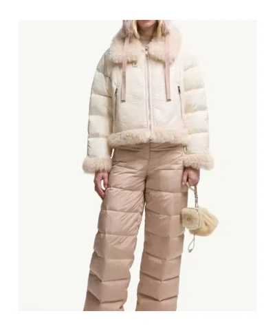 Moncler Rubrouk Teddy-trimmed Short Down Jacket In White