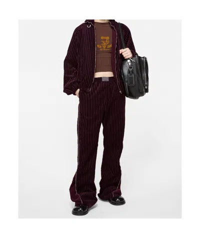 Acne Studios Ribbed-velvet Zip-detail Pants In Brown