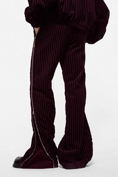 Acne Studios Ribbed-velvet Zip-detail Pants In Brown