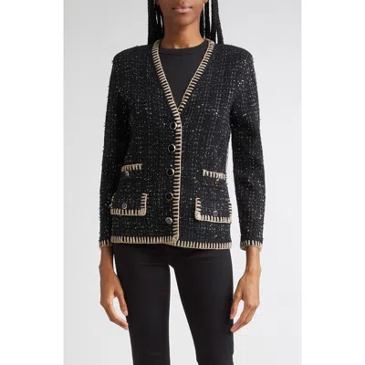 Veronica Beard Ceriani Sequin-embellished Tweed Jacket In Black