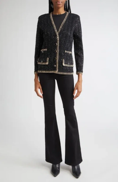 Veronica Beard Ceriani Sequin-embellished Tweed Jacket In Black