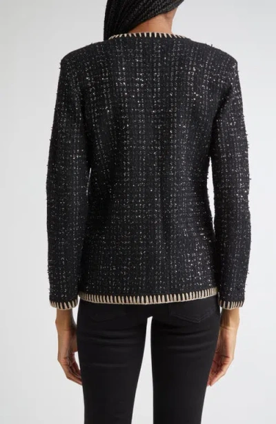 Veronica Beard Ceriani Sequin-embellished Tweed Jacket In Black