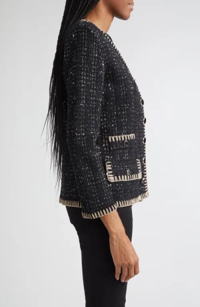 Veronica Beard Ceriani Sequin-embellished Tweed Jacket In Black