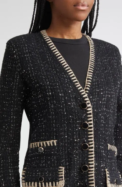 Veronica Beard Ceriani Sequin-embellished Tweed Jacket In Black