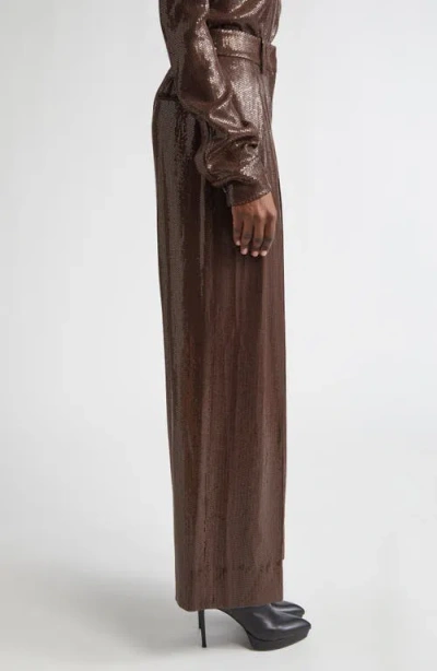 Michael Kors Collection Pleated Sequin Slouch Trousers In Brown