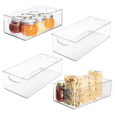 Linus Plastic Stackable Pantry Bin With Handles, Set Of 4, Clear, Made In Transparent
