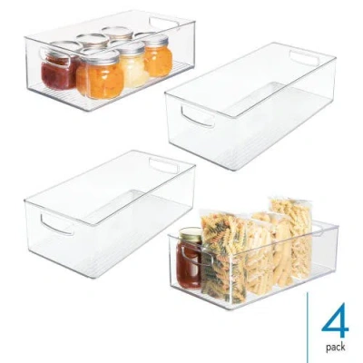 Linus Plastic Stackable Pantry Bin With Handles, Set Of 4, Clear, Made In Transparent