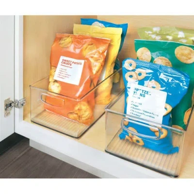 Linus Plastic Stackable Pantry Bin With Handles, Set Of 4, Clear, Made In Transparent