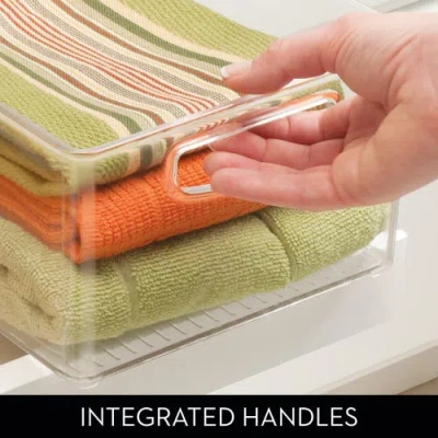 Linus Plastic Stackable Pantry Bin With Handles, Set Of 4, Clear, Made In Transparent