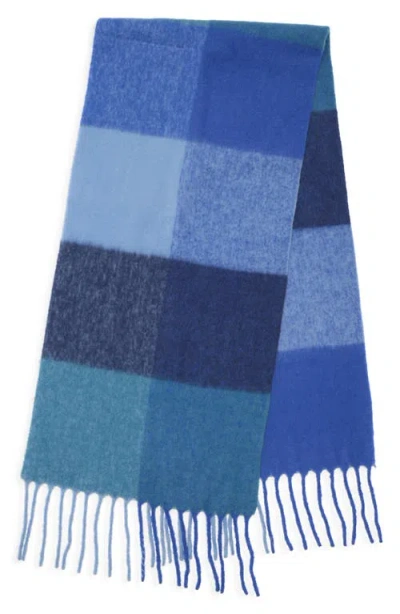 Nordstrom Colorblock Wool & Alpaca Blend Fringe Scarf In Blue