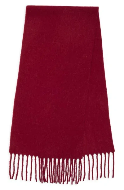 Nordstrom Solid Wool & Alpaca Blend Fringe Scarf In Red