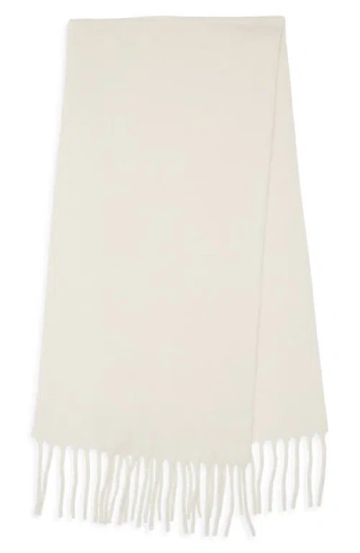 Nordstrom Solid Wool & Alpaca Blend Fringe Scarf In White