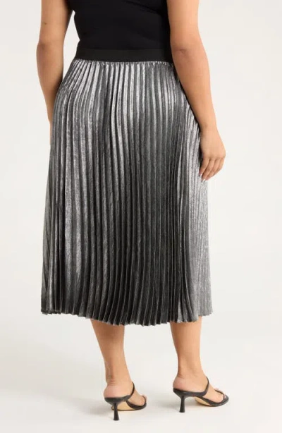 Caslonr Caslon(r) Pleated Metallic Midi Skirt In Silver