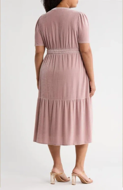 Caslonr Caslon(r) Tiered Velour Midi Dress In Pink