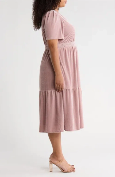 Caslonr Caslon(r) Tiered Velour Midi Dress In Pink