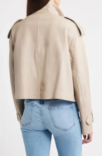 Fleurette Zip Front Cropped Leather Jacket In Brown