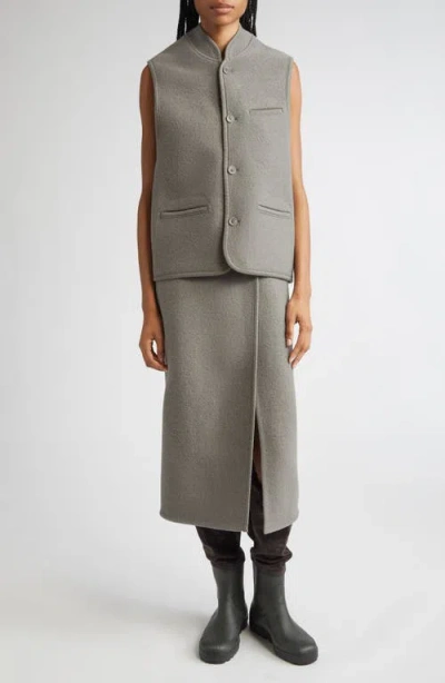 Rier Walker Wool Fleece Wrap Skirt In Gray