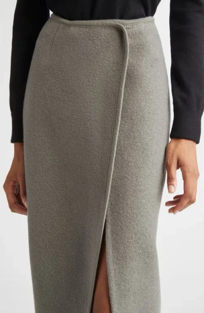Rier Walker Wool Fleece Wrap Skirt In Gray