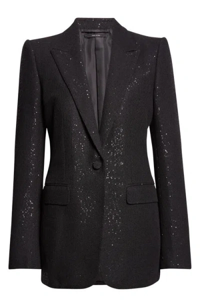 Tom Ford Single-breasted Wool Blend Crepe Jacket With Sequins In Black
