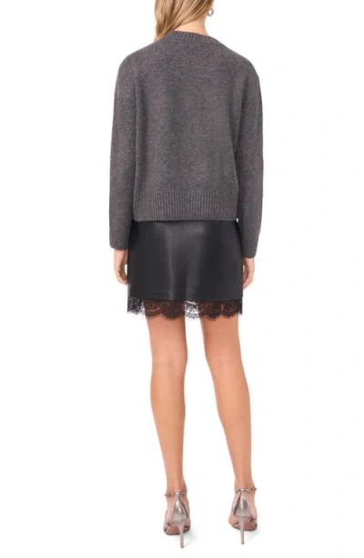 Vince Camuto Sequin Star Detail Crewneck Sweater In Gray