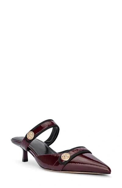L'agence Gilliane Ii Mary Jane Pointed Toe Kitten Heel Mule In Burgundy