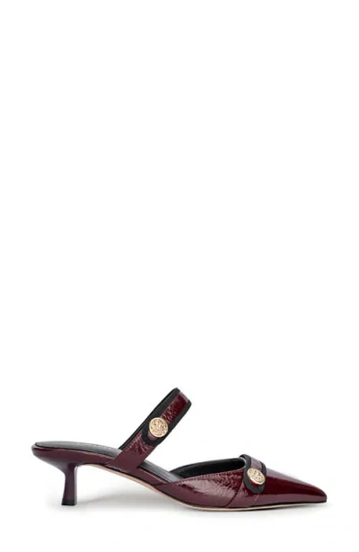 L'agence Gilliane Ii Mary Jane Pointed Toe Kitten Heel Mule In Burgundy