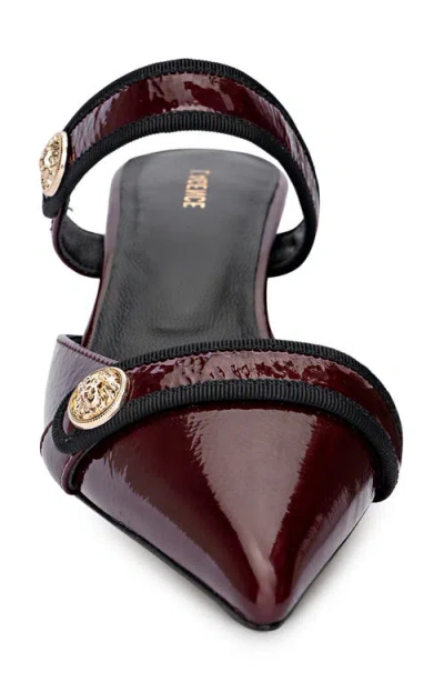 L'agence Gilliane Ii Mary Jane Pointed Toe Kitten Heel Mule In Burgundy