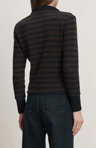Veronica Beard Kamal Striped Polo Sweater In Black