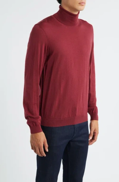 Hugo Boss Boss Musso Virgin Wool Turtleneck Sweater In Red