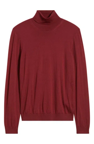Hugo Boss Boss Musso Virgin Wool Turtleneck Sweater In Red