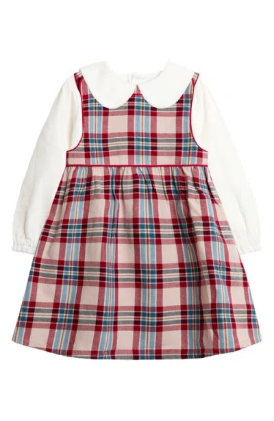 Jojo Maman Bébé Jojo Maman Bebe Plaid Cotton Pinafore Dress & Shirt Set In Multi