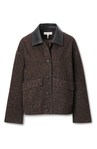 Rag & Bone Natalia Leopad Print Cotton Jacket In Brown