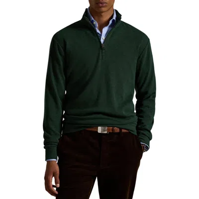 Polo Ralph Lauren Textured Double Knit Quarter Zip Pullover In Green