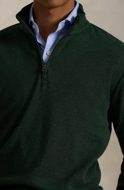 Polo Ralph Lauren Textured Double Knit Quarter Zip Pullover In Green