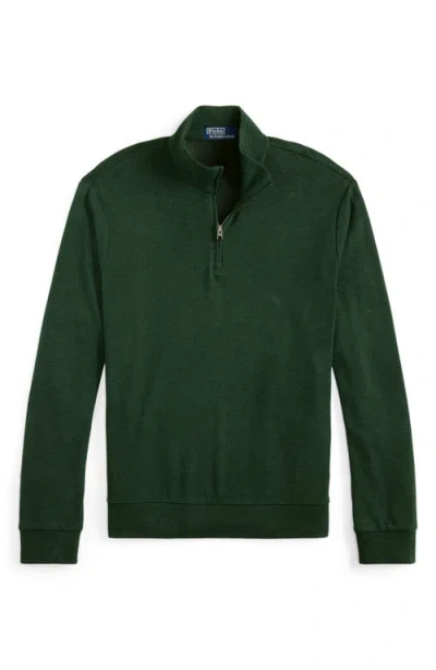 Polo Ralph Lauren Textured Double Knit Quarter Zip Pullover In Green
