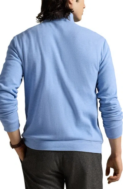 Polo Ralph Lauren Textured Double Knit Quarter Zip Pullover In Blue