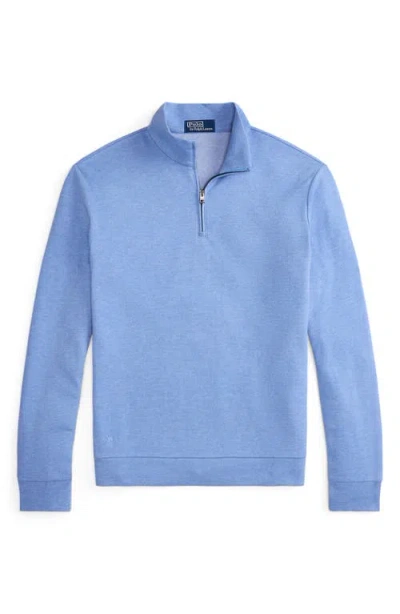 Polo Ralph Lauren Textured Double Knit Quarter Zip Pullover In Blue
