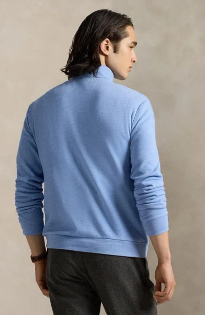 Polo Ralph Lauren Textured Double Knit Quarter Zip Pullover In Blue