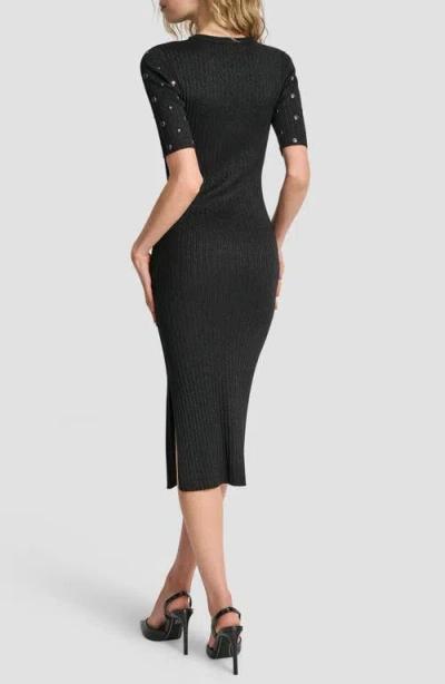 Dkny Metallic Studded Sweater Dress In Black