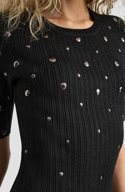 Dkny Metallic Studded Sweater Dress In Black